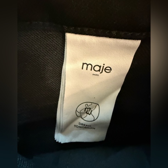 NWT Maje Black Flared Denim With Silver Zipper Logo Detail Size 42/ US 14 - Picture 11 of 14